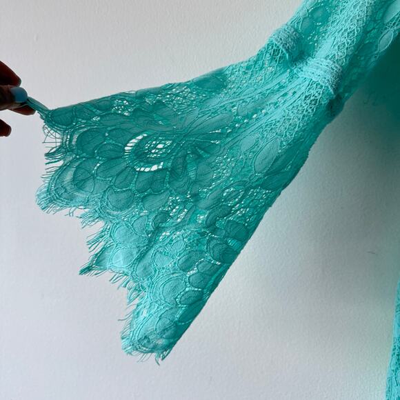 Colleen Lopez Bit of Romance Cover Up Womens XL Blue Green Lace Fairycore Tunic - Picture 13 of 15